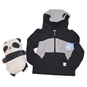 Cubcoats panda grey black Transforming Hoodie to Plush Stuffed Animal kids 2T